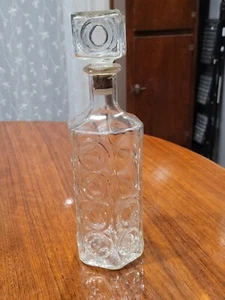 Vintage Decanter Glass Wine Liquor Whiskey Bottle With Stopper Polka Dot - Picture 1 of 5