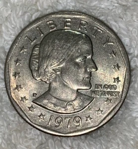 1979 Susan B Anthony Liberty P (Fg) ONE DOLLAR US Coin With Error Coin Wide Rim - Picture 1 of 6
