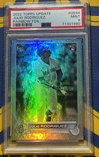 💎Julio Rodriguez 2022 Topps Update US44 RAINBOW FOIL PSA 9 Rookie Card RC ROY💎
