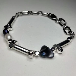 Grey Pearl 14K Silver Plated Chain Bracelet - Picture 1 of 7