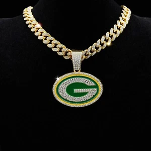 Gold / Silver Green Bay Packers Pendant  Necklace - Picture 1 of 4