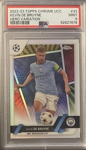 2022-23 Topps Chrome UEFA Kevin De Bruyne #33 Hero Variation Case Hit SSP PSA 9! - Picture 1 of 1