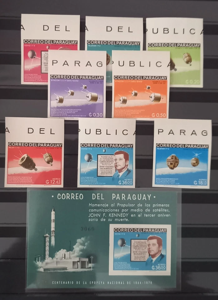 Paraguai 1966 Space Research John Kennedy JFK coleção imperf MNH - Imagem 1 de 1