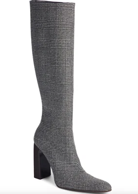 Nuevo Cuchillo Balenciaga Gris Príncipe de Gales Cuadros Punta Cremallera Botas 37 $1750 Foto 1 de 4