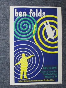 Ben Folds Concert Poster Philadelphia 9/12/01 Silkscreen 12" X 18" ORIGINAL ! - Picture 1 of 1