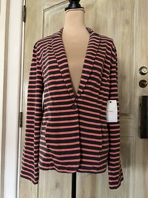 Caslon Nordstrom Long Sleeve Coral Pink Gray Striped Knit Blazer (Size: XL) - Image 1 of 4
