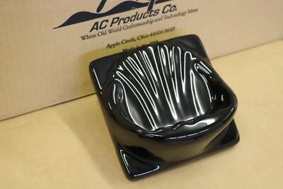 ACP Ceramic Glossy Black 6" Shell Design Shower Soap Shelf Made in USA - Image 1 of 4