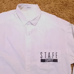 Vintage Esprit Sport Employee Staff Women’s Shirt Size S Button Up White Cotton - Picture 1 of 7