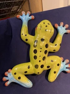 Bright- Fun Colors Handpainted/Crafted 12" FROG WALL PLAQUE...Just looky!! - Picture 1 of 9