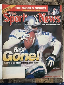 DEION SANDERS - THE SPORTING NEWS MAGAZINE - OCTOBER 1998 No Label Cowboys ๐ NM - Picture 1 of 2