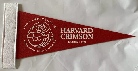Harvard Crimson University Mini Pennant Flag Rose Bowl Football  100 Anniversary Cover