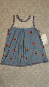 Nordstrom Pink Vanilla 5 Girl Blue White Striped Top Shirt Lace Flowers NEW - Picture 1 of 4