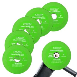 ZORUNNA 5 Pack Glass Cutting Disc for Angle Grinder, 4" X 7/8” Glass Ceramic - Picture 1 of 5
