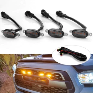 4PC Front Grille Light Grill Smoke Amber LED DRL Marker Fits Ford Raptor Style - Picture 1 of 9