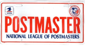 USPS National League of Postmasters ~ Metal License Plate ~Postmaster U.S. Mail - Picture 1 of 2