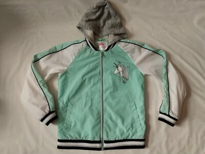 Usado en Excelente Condición Justice Chaqueta Con Capucha Verde/Blanco Niñas Cremallera Frontal Unicornio Talla 8/10 Foto 1 de 3