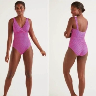 Bañador Boden Talamanca Rosa Verde Estampado Geométrico Acanalado Una Pieza 6R Foto 1 de 4