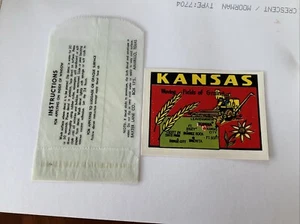 Vintage 1950's Baxter Lane Travel Decal w /Pkg - Kansas - Classic Car Decal - Bild 1 von 3