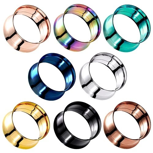 Flesh Tunnel Ohr Plug Schraubverschluss Ear Piercing Double Flared Edelstahl - Bild 1 von 1