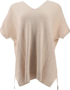 Isaac Mizrahi Dolman Pullover Sweater Textured Heather Oatmeal 1X NWOT (973) - Picture 1 of 9