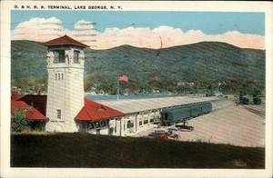 Lake George,NY D&H RR Terminal Depot Railroad 1933 New York Postcard - Picture 1 of 2