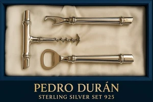 Antiguo Sacacorchos Art Nouveau Plata de Ley Firmado Pedro Durán España - Imagen 1 de 14