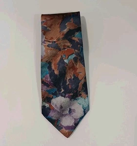 Herren Vintage Alexander Boston Lloyd Krawatte Blumenmuster Orange Lila Stahl - Bild 1 von 6