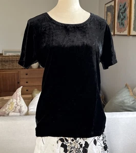 Lucky Brand T-Shirt Samt Kontrastverzierung schwarz Größe M LESEN - Bild 1 von 12