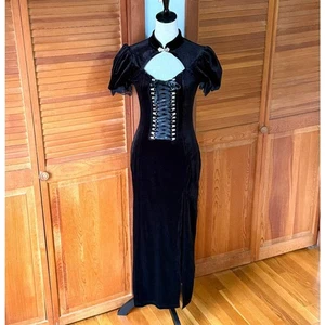 Gothic Victorian Visual Kei Velvet Obsessions Lace-up Front Gown Dress M - Bild 1 von 13