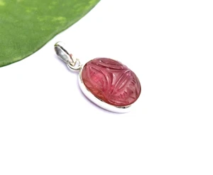 Turmalina Rosada Colgante Contenido 925Silber Grabado Cara Único Regalo Rubelita - Imagen 1 de 6