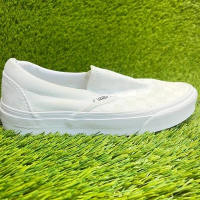 Vans Slip-On Checkerboard Womens Size 7 White Athletic Skateboard Shoes Sneakers - Imagem 1 de 4