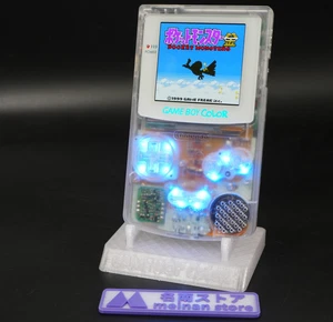 GameBoy Color AMOLED, Sound AMP, LED MOD Console CGB-001 GBC Clear Shell TESTED - Picture 1 of 19