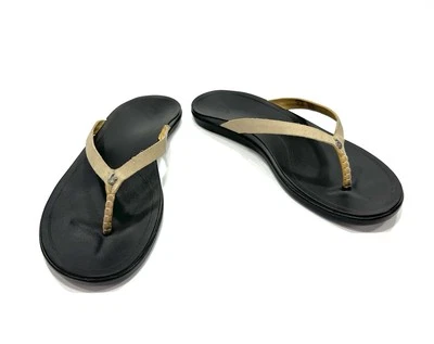 Chanclas Olukai Mujer Ho’opio Cuero Sahara Marfil Java Oscuro EE. UU. 9/EUR 39 Foto 1 de 4