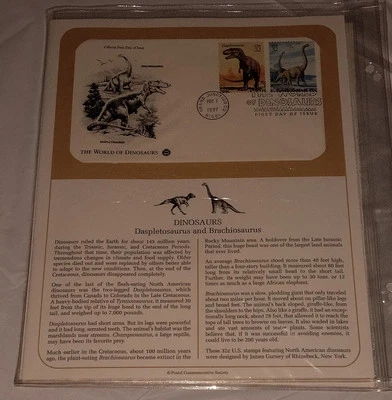 US Stamp PCS Panel FDC 1997 THE WORLD OF DINOSAURS Daspletosaurus/Brachiosaurus - Image 1 of 2