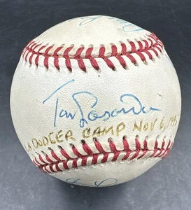Tommy Lasorda Rick Monday LA Dodgers Camp Nov 6, 1995 Signed NL Baseball MLB - Picture 1 of 11