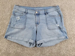 Old Navy Boyfriend 14 Womens Shorts Denim Light Blue Cotton Blend Cuffed - Picture 1 of 10