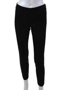 Theory Womens Side Zip Mid Rise Pleated Straight Leg Pants Black Cotton Size 00 - Picture 1 of 7