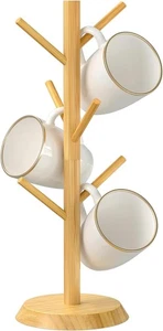 MaxGear Bambus Becherhalter Baum mit 6 Haken, Dickere Basis Kaffeetassenständer Fo... - Bild 1 von 5