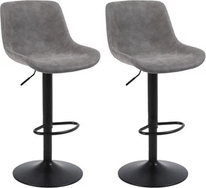 2 Bar Stools, Swivel Counter Height Barstools with Back, Adjustable Modern Bar - Picture 1 of 7