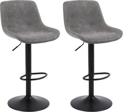 2 Bar Stools, Swivel Counter Height Barstools with Back, Adjustable Modern Bar - Image 1 of 4