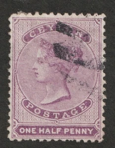 1863-67 Ceylon Sc# 45a - One Half Penny, Queen Victoria. Used vf Cv$65.00 - Picture 1 of 1