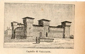 Stampa antica CASTELLO DI GALLIATE in miniatura Novara 1905 Old print - Picture 1 of 1