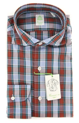 Camisa a Cuadros Roja Finamore Napoli - Extra Delgada - (FN-TOKYO1223902) Foto 1 de 4
