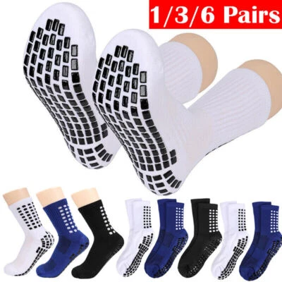 6 Pairs Sport Socks Anti Slip W/Grip Soccer Boy Football Basketball Sock Premium - Image 1 of 4