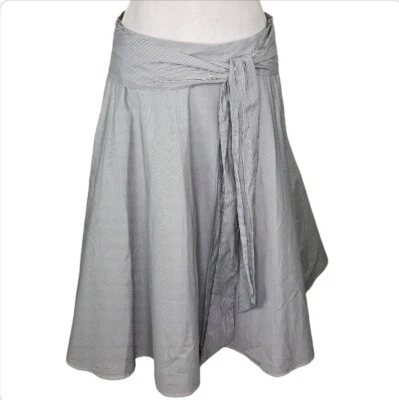 Alex Marie Black & White Diagonal Pinstripe Wite Tie Waist A-line Midi Skirt 14 Foto 1 de 4