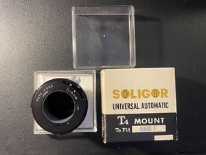 Vintage Soligor Universal Automatic T-4 Lens Adapter for Nikon F Camera Mount