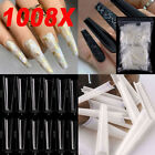 1008X Long-Sizes Natural+Clear False Nail Tips Xxl Curve Half Cover Fake Finger