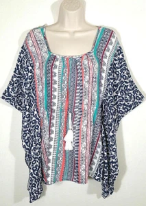 Túnica Top Ella Moss Mujer Talla Pequeña Mangas Kimono Cordón Estampado Boho Oceana - Imagen 1 de 11
