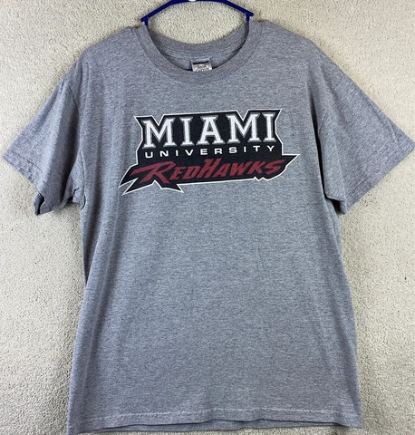 Miami Redhawks Gray Medium T Shirt NCAA Gray Medium Short Sleeve Shirt Oxford Cover