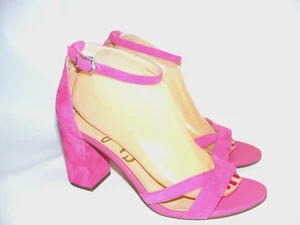 Sam Edelman OMAR Women Size 9.5 M Hot Pink Suede Strappy Block 3" Heels Shoes - Picture 1 of 13